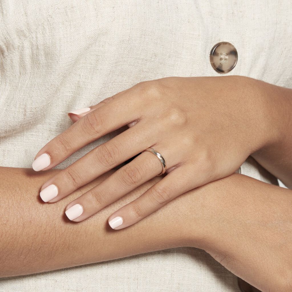 Alliance Strie Fantaisie Demi Jonc Classique Or Bicolore
