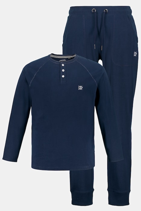 Schlafanzug, Henley, Langarm, lange Hose