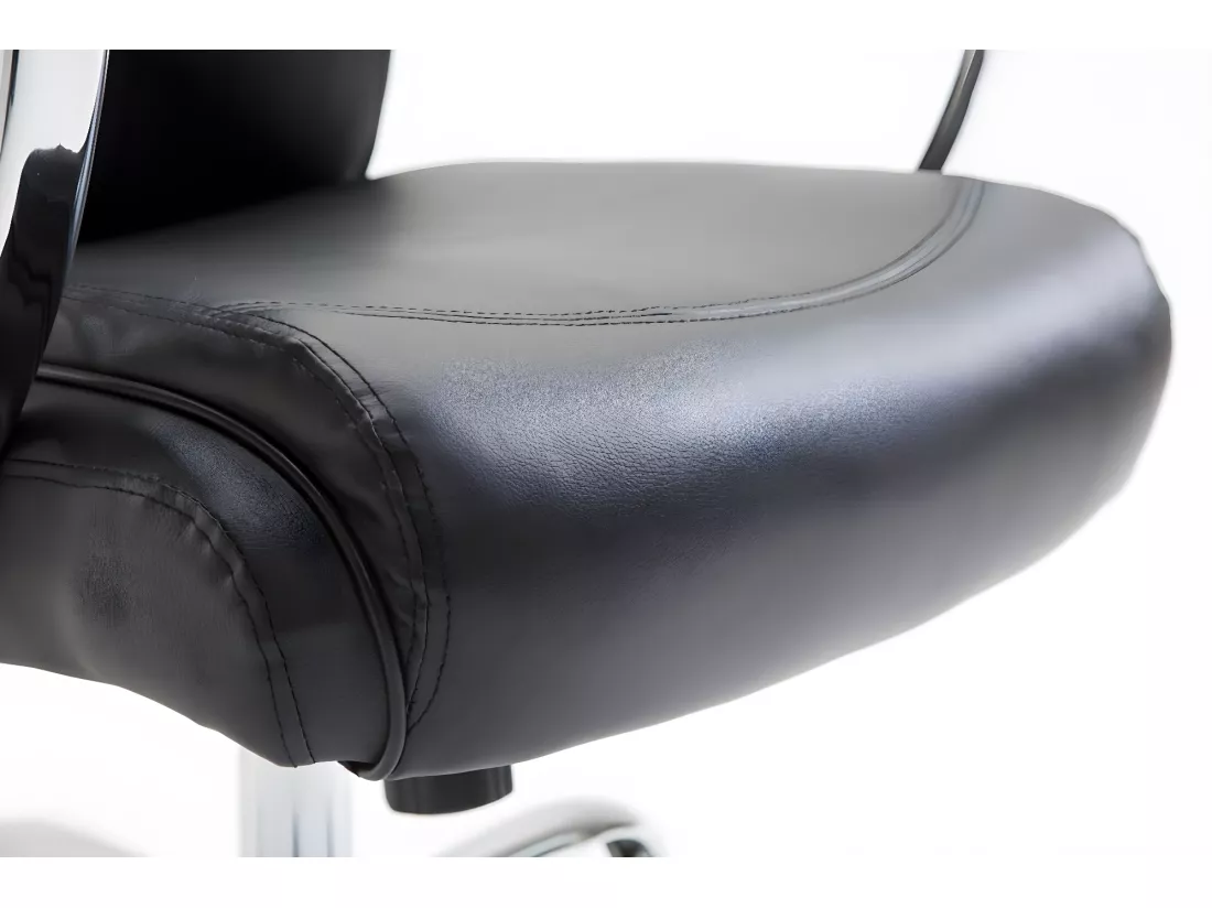 Chaise de bureau - Similicuir & Métal chromé - Noir - XL Vaud