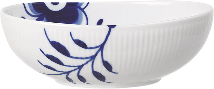 Royal Copenhagen Blå Mega Riflet oval skål 37 cl Hvid