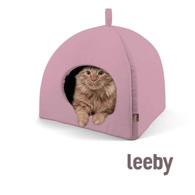 Iglu rosa antiderrapante Leeby para gatos