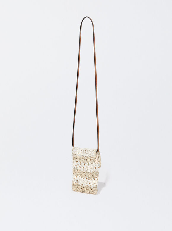 Bolsa de palha para celular - Bege