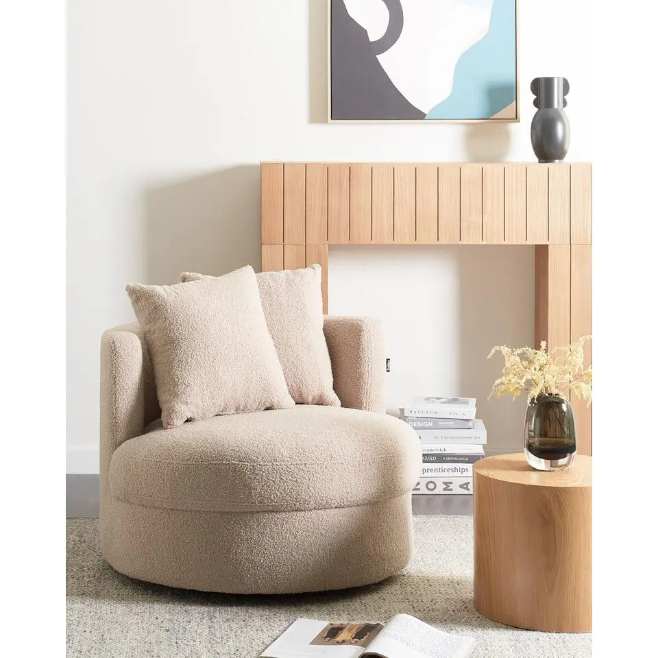 DALBY - Fauteuil - Beige - Bouclé