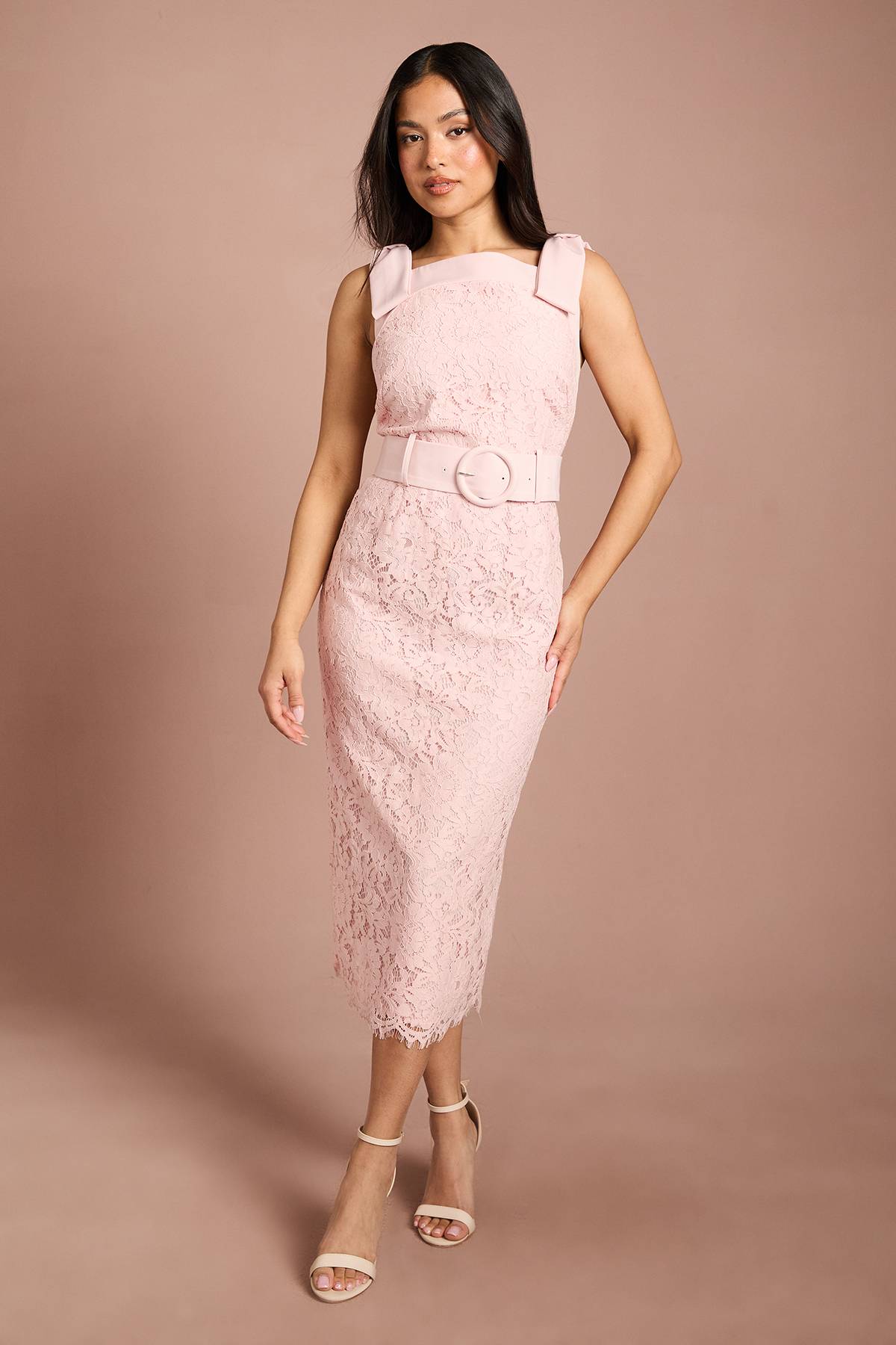 Coast Robe En Dentelle Ceinturée À Nœuds Sur Les Épaules Petite