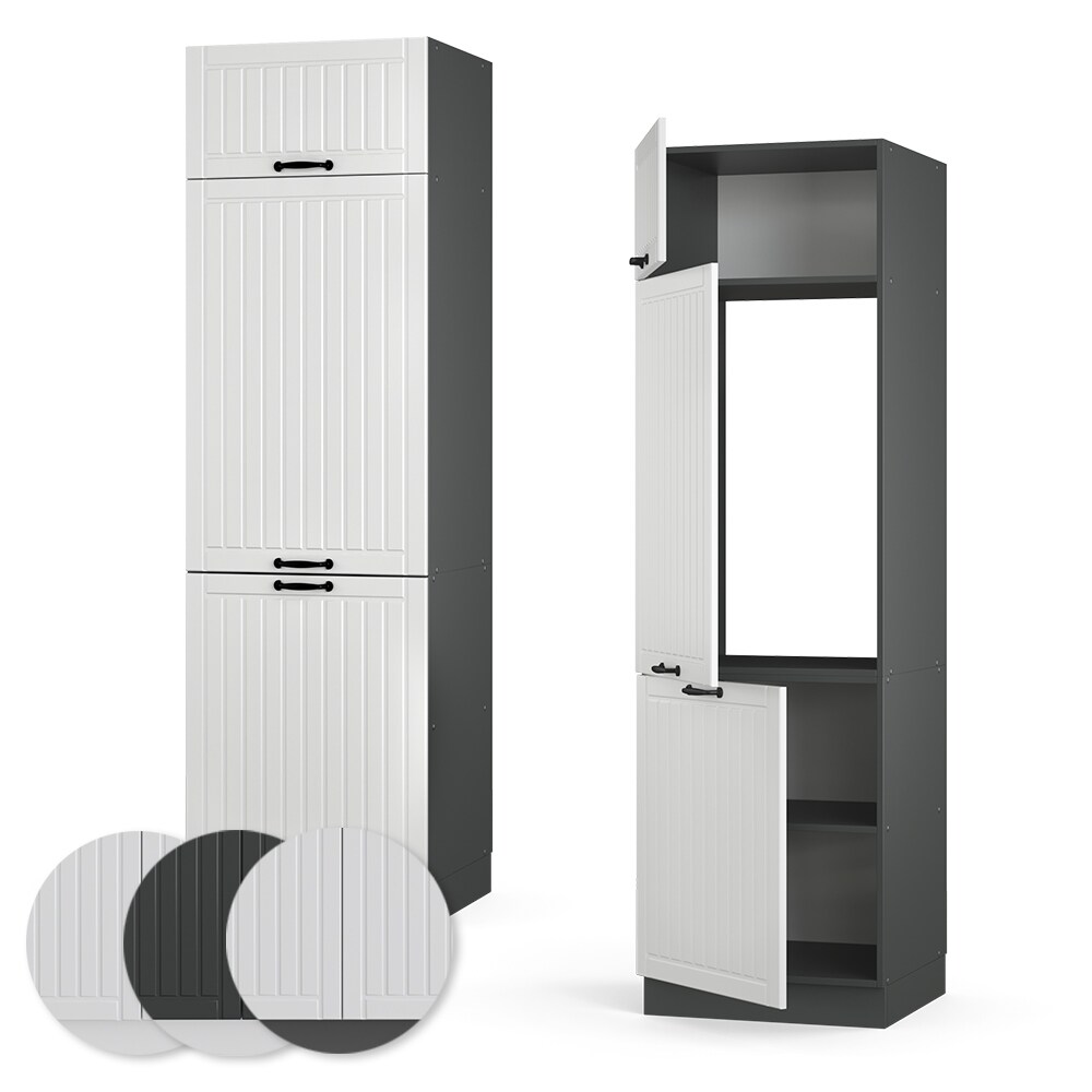 Vicco Kühlumbauschrank 60 cm FAME Line Küchenschrank Küchenzeile Landhaus Weiß Anthrazit