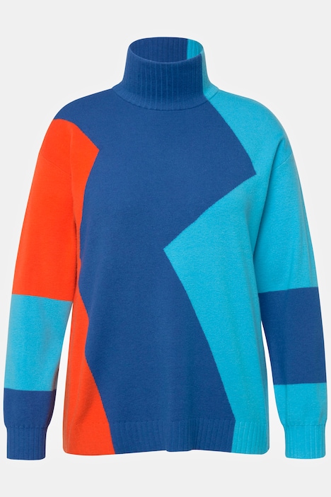 Pullover, Colourblocking, Stehkragen, Langarm