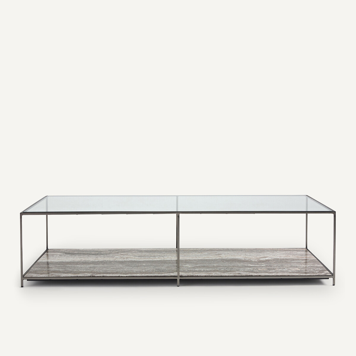 AM.PM<br>Mesa de centro em vidro temperado e travertino, Buren