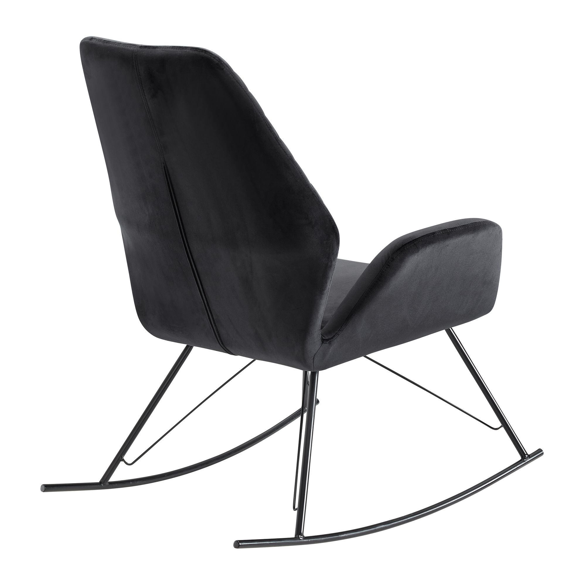 Schaukelstuhl FineBuy Relaxsessel Schwarz Samt Schaukelsessel Schwingsessel