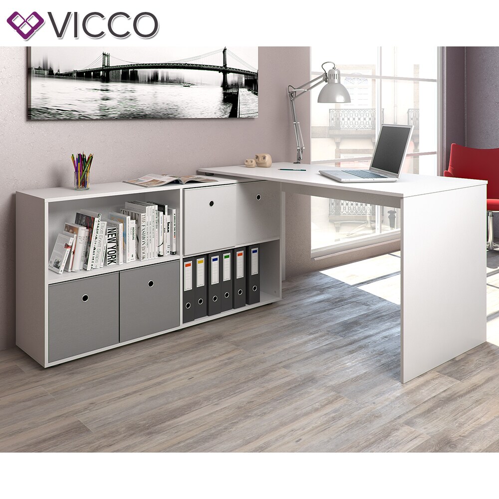 Vicco Eckschreibtisch FlexPlus Computer Bürotisch PC SchreibtischWeiß