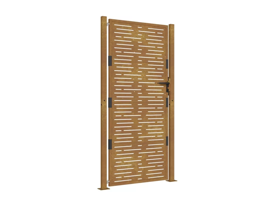 Portail de jardin 105x180 cm acier corten conception de carré