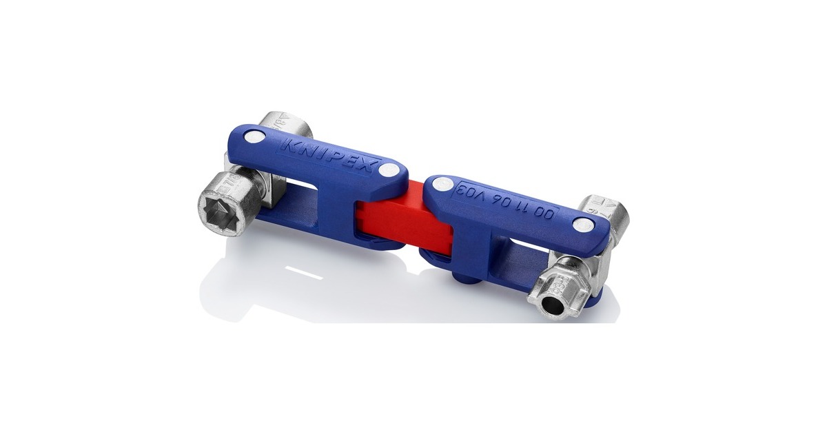 KNIPEXSchakelkastsleutel DoubleJoint 00 11 06 V03 dopsleutel  (Blauw/rood)