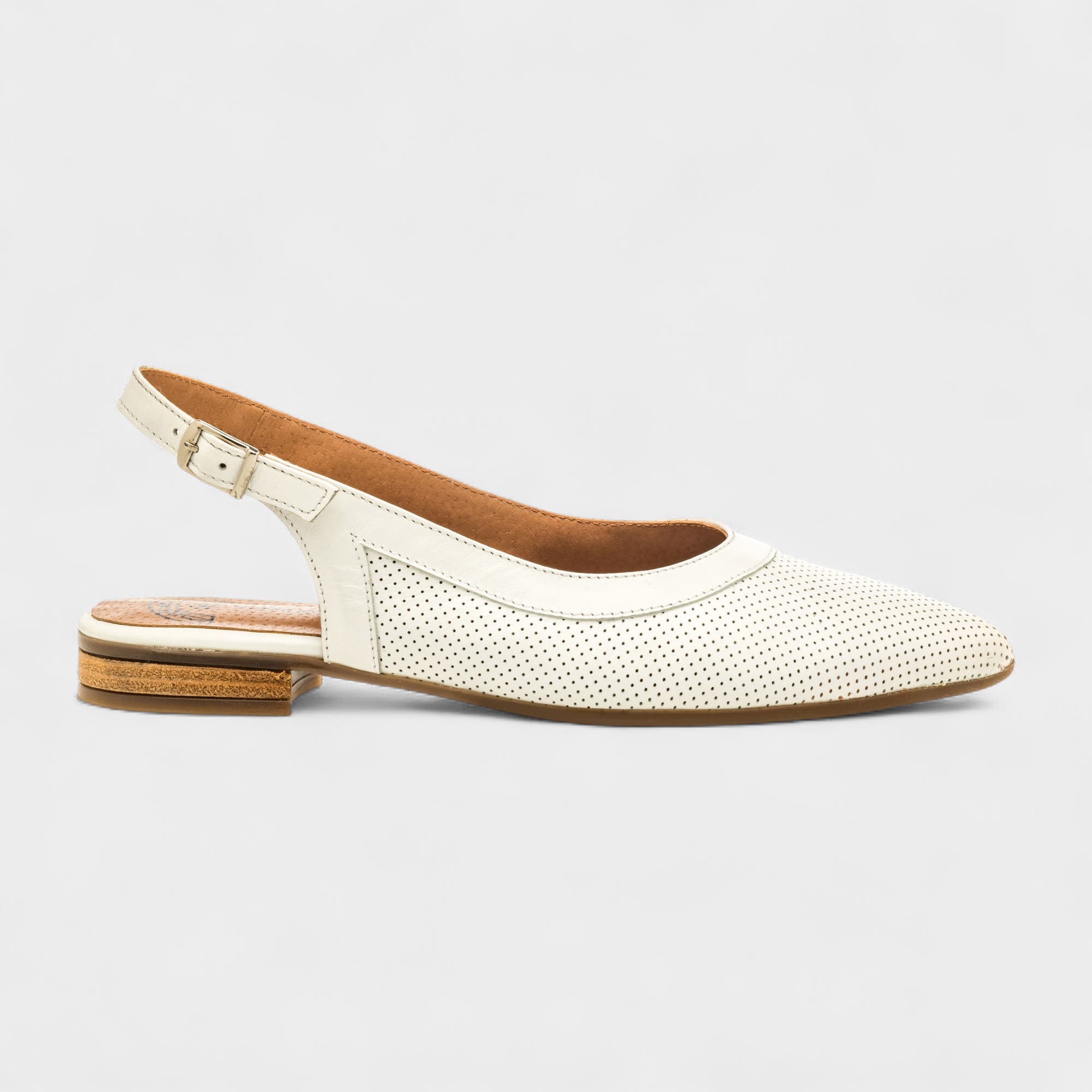 Escarpins avec bride arrière Femme en cuir blanc