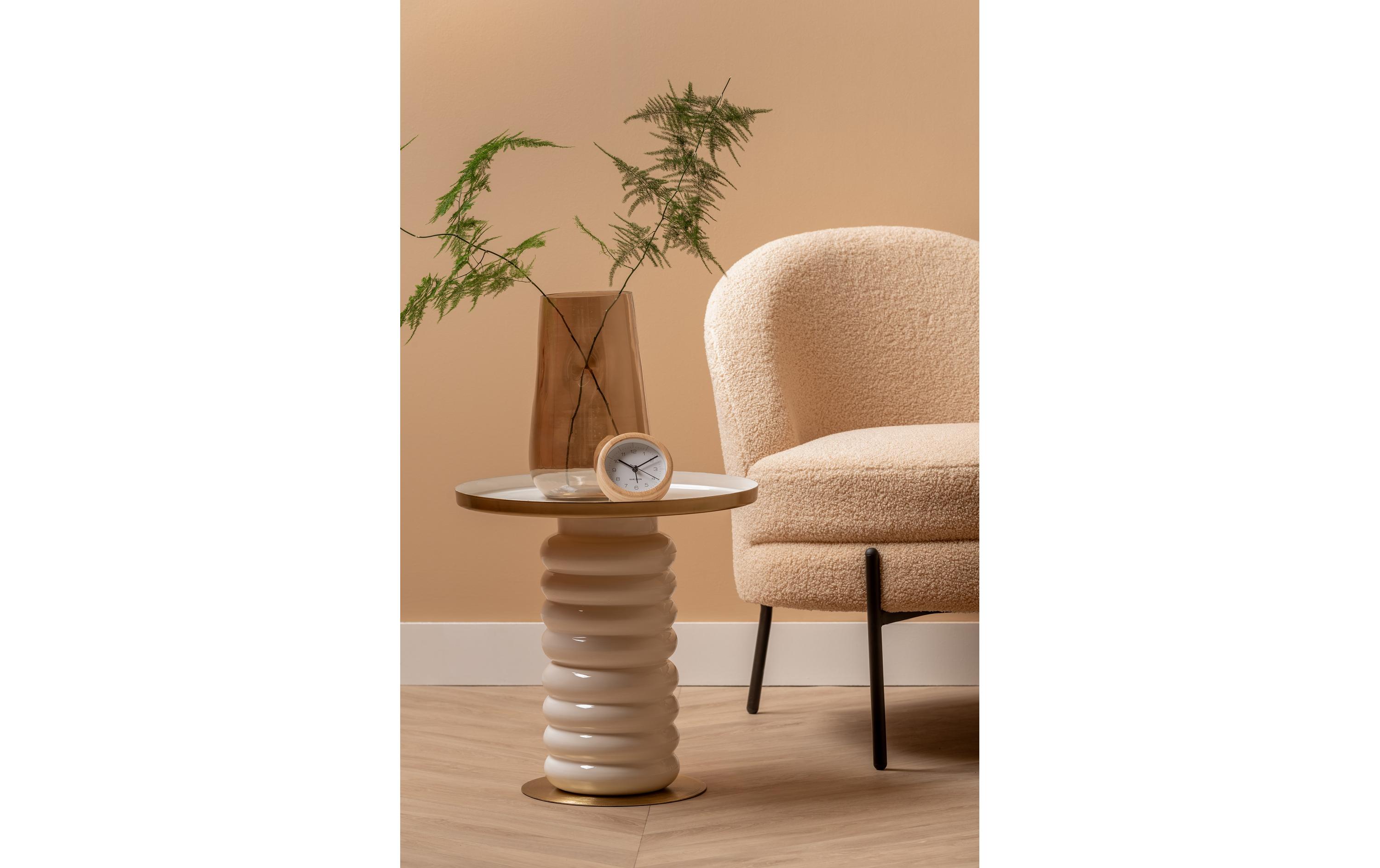 Klassischer Wecker Neat Round Bambus / WeissBambuswecker