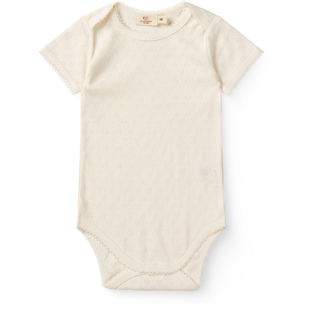 Køb COPENHAGEN COLORS Cream Pointelle Heart Lapneck Body Ss