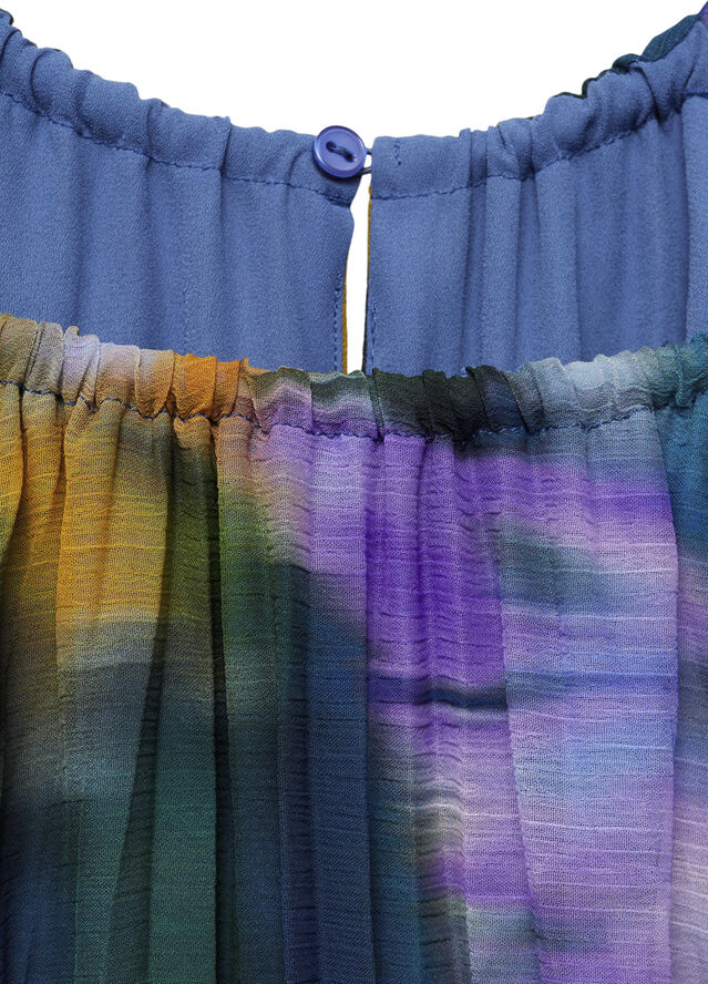 MANGO Printed pleated dress Medium blue