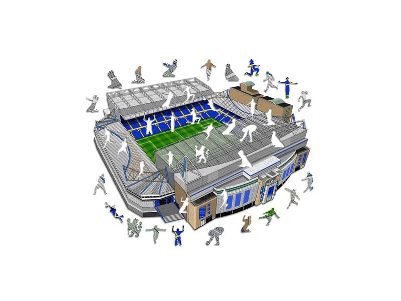Iconic Puzzle Chelesea FC – Stamford Bridge Stadium Offizielles Holzpuzzle, Grösse M
