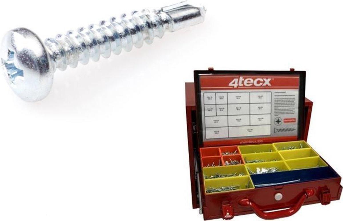 4tecx Assortiment plaatschroeven zelfborend cilinderkop   zeskantkop verzinkt 2040-delig - 4095630942