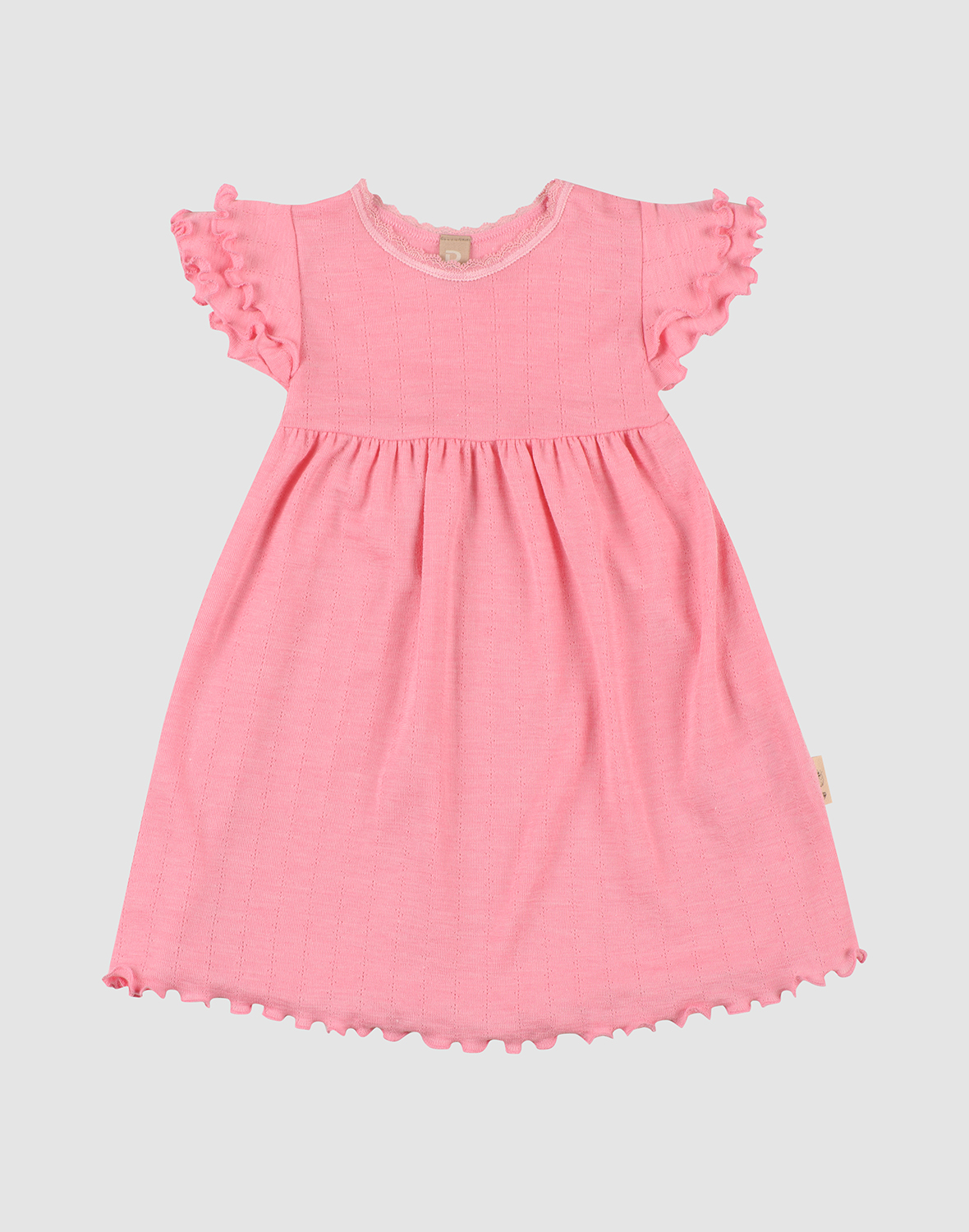 Pointelle jurk van merinowol/zijde voor baby's