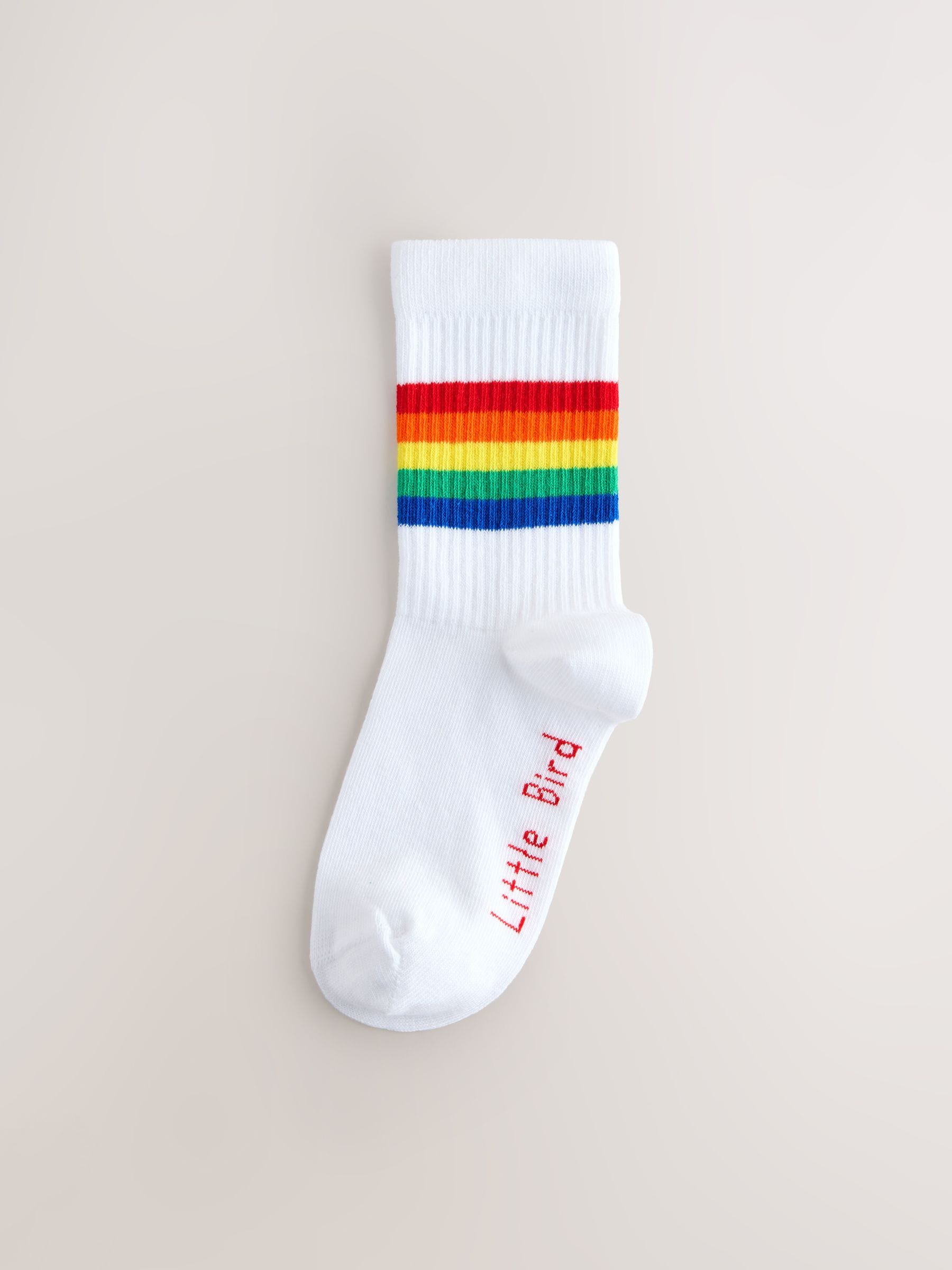 Felgekleurde regenboogstrepen - Little Bird by Jools Oliver White Tube Socks 7 Pack