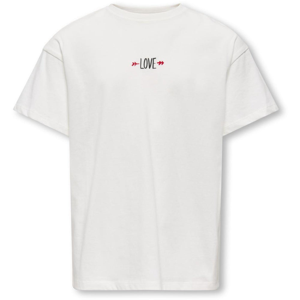 Køb kids ONLY Cloud Dancer Love Kogeros Life S/S Loose Print Top Jrs