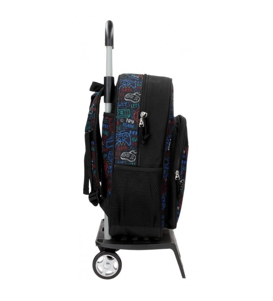 Mochila Roll Road Next Level com carro preto - 30x40x13cm -