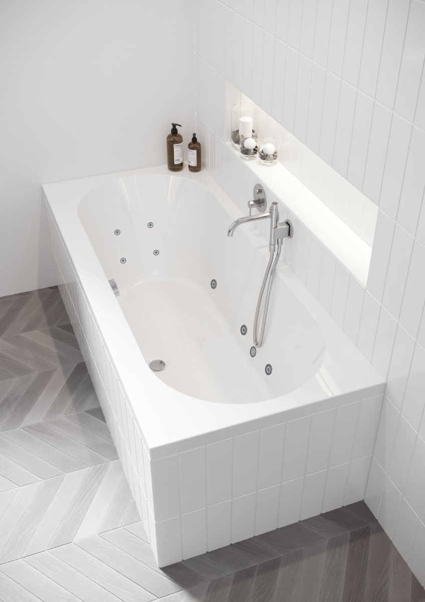 Riho Carolina bubbelbad 190x80cm wit glans pneumatisch met 6   4   2 hydrojets