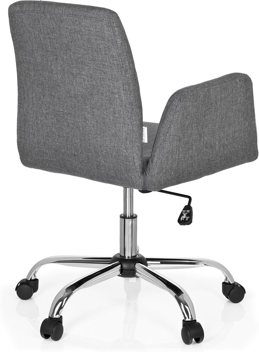 hjh OFFICE 723030 Living Stuhl Flow Stoff Grau Bürostuhl Drehsessel gepolstert mit Rollen & Wippfunktion, höhenverstellbar