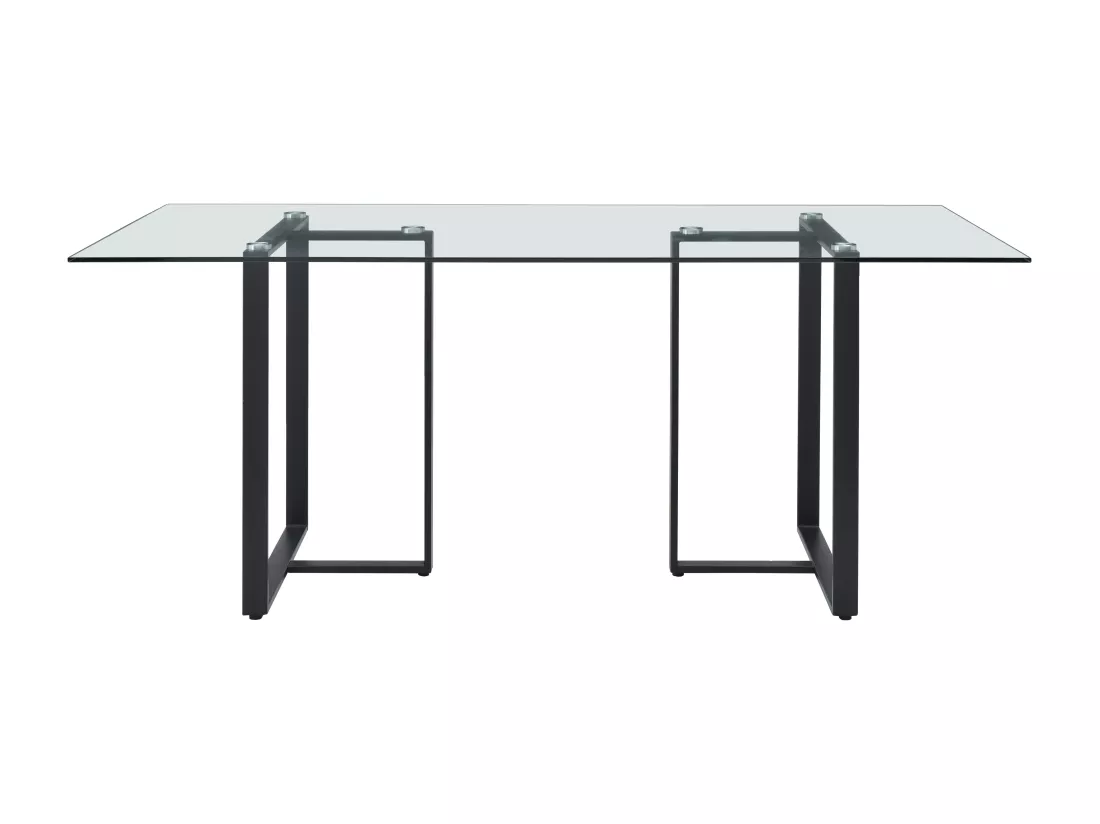 Table à manger 6 personnes en verre trempé et métal - Transparent et noir - NILESA IIde Pascal Morabito