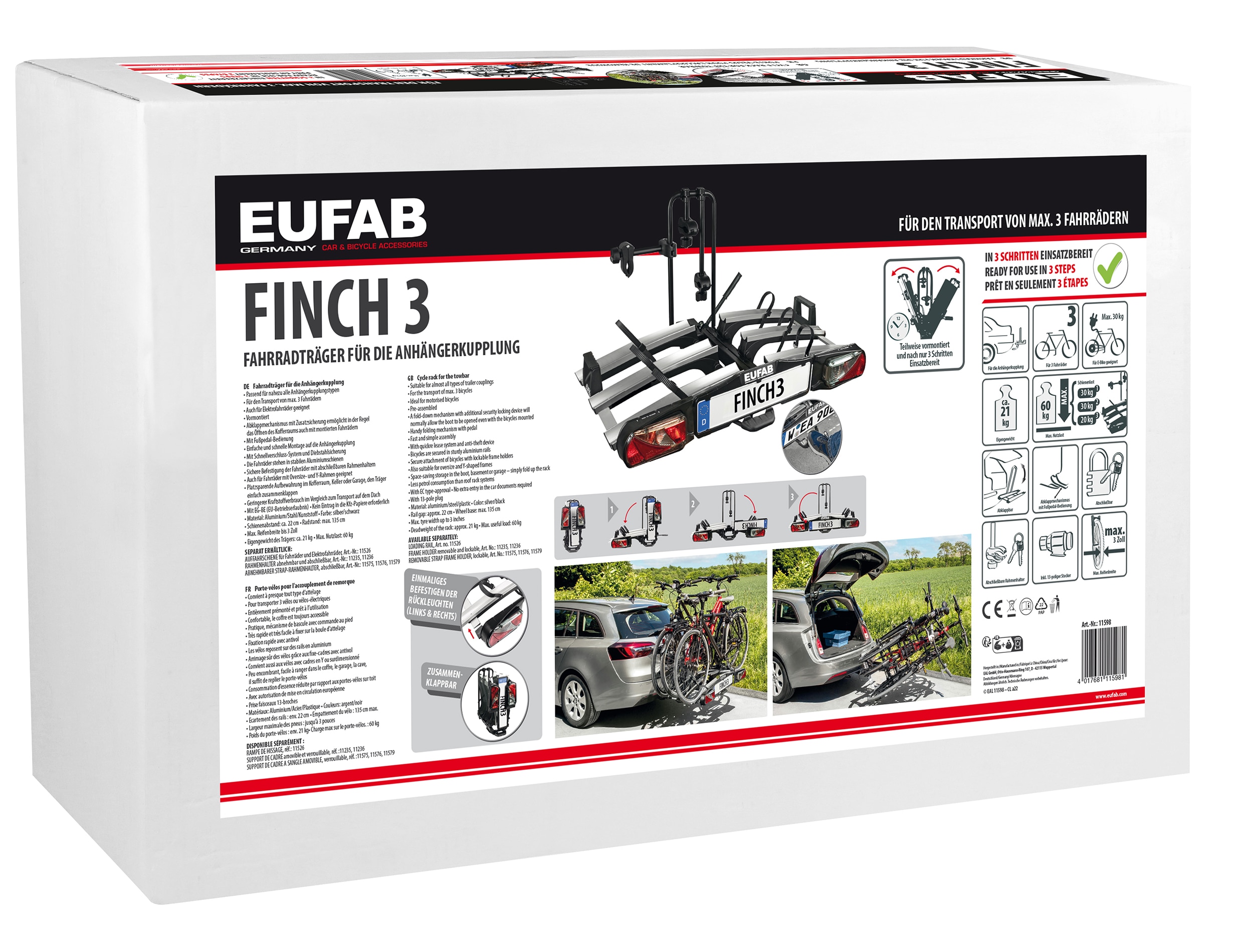 EUFAB Fahrradträger FINCH, teilweise vormontiert