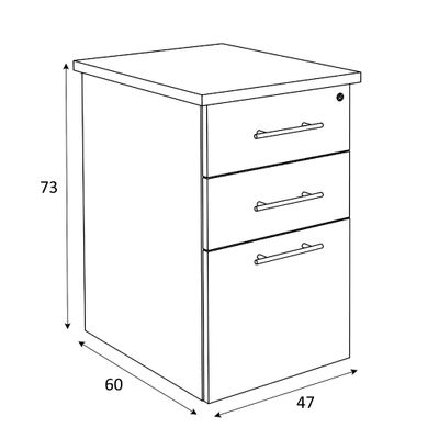 Caisson HT bureau - steely/stelly manager - Profondeur 60 cm - chene gris - top blanc perle