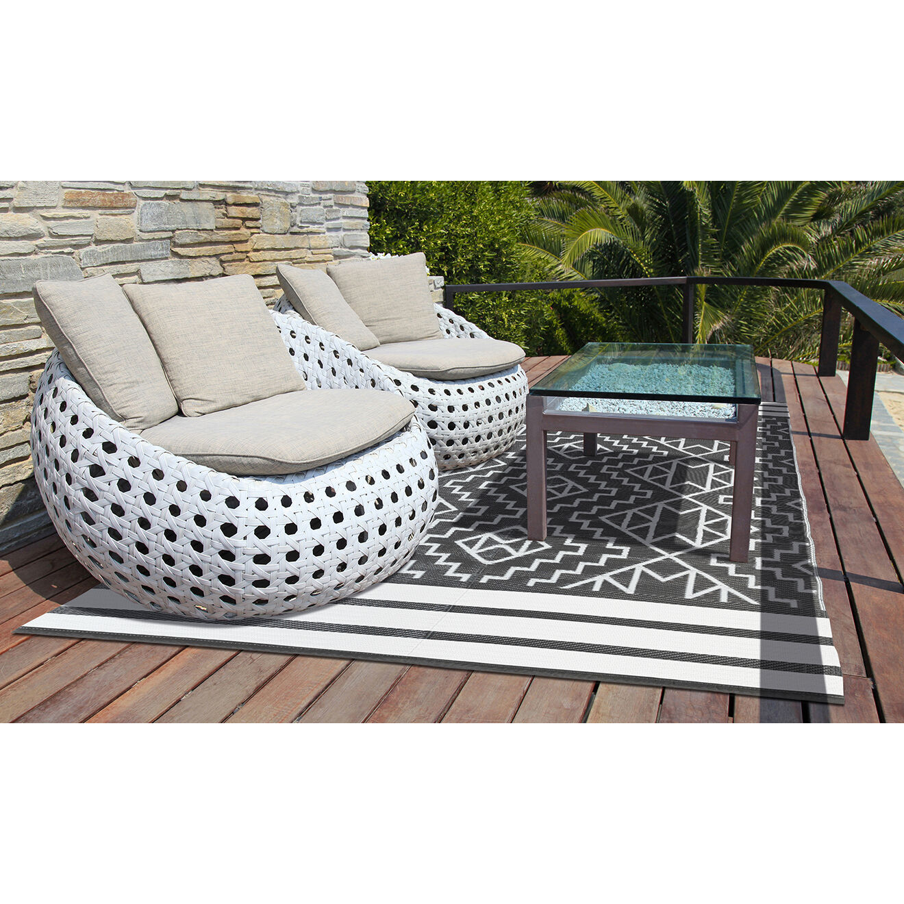 Pratik Garden Tapis d'extérieur inca gris - 120x180 cm