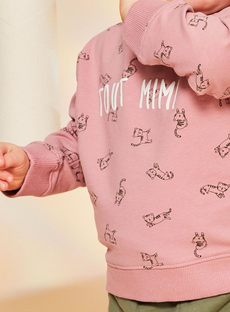 Sweat rose vintage avec animaux