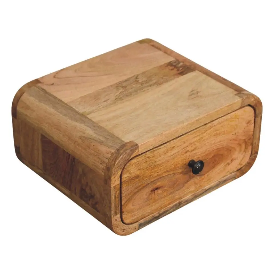Avora Mini Wandgemonteerde Oak-ish Nachtkastje, 1 Lade, Beige