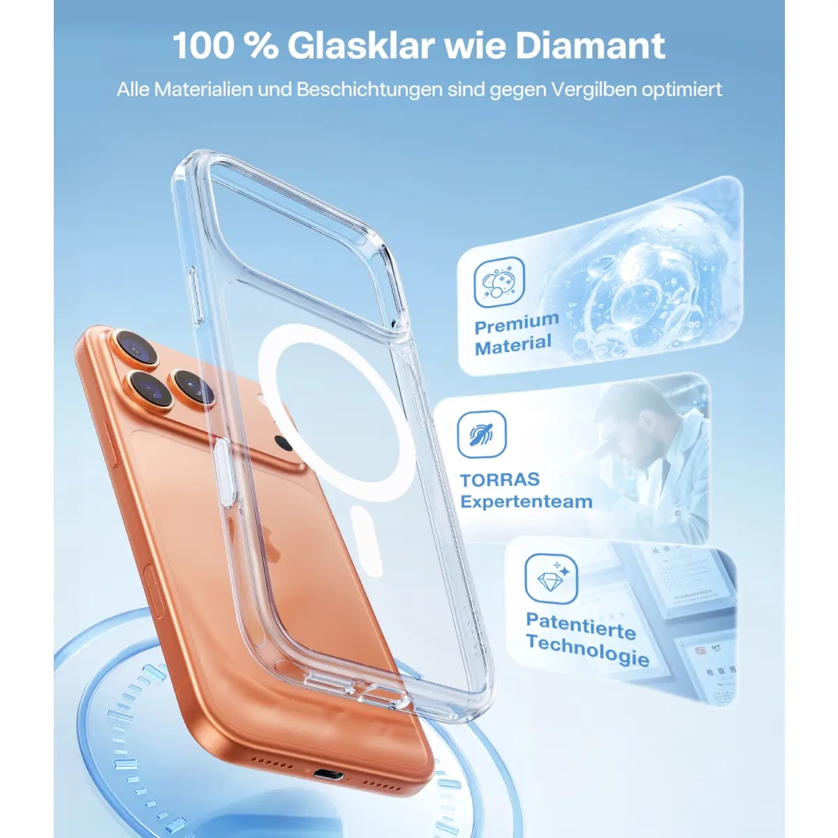 iPhone 17 Pro Max Guardian Magnetic Series Hybrid Hardcase Hülle mit TPU Bumper - Transparent