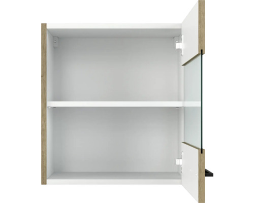 Flex Well wandkast met glazen deur Cara BxDxH 50 x 32 x 54,8 cm eiken design mat gedemonteerd scharnier omkeerbaar (links of rechts te monteren)