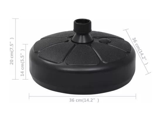 Socle de parasol Rempli de sable/d'eau 15 L Noir