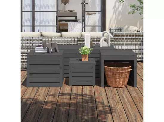 Ensemble de boîtes de jardin 4 pcs gris bois de pin massif
