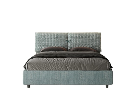 ITYHOME - Lit coffre mados 160x200 tissu aragona 7 bleu clair