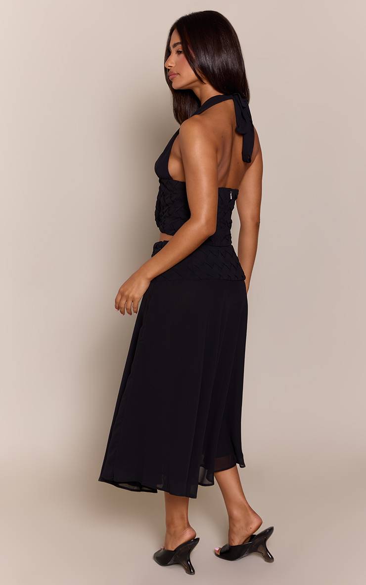 Noir Jupe Longue Transparente À Ceinture Tissée Petite