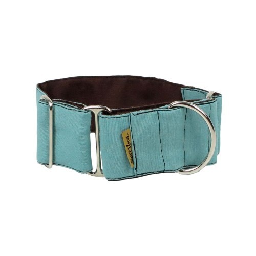 Coleira Martingale para Cães em Cores Chocolate e Menta, Turquesa