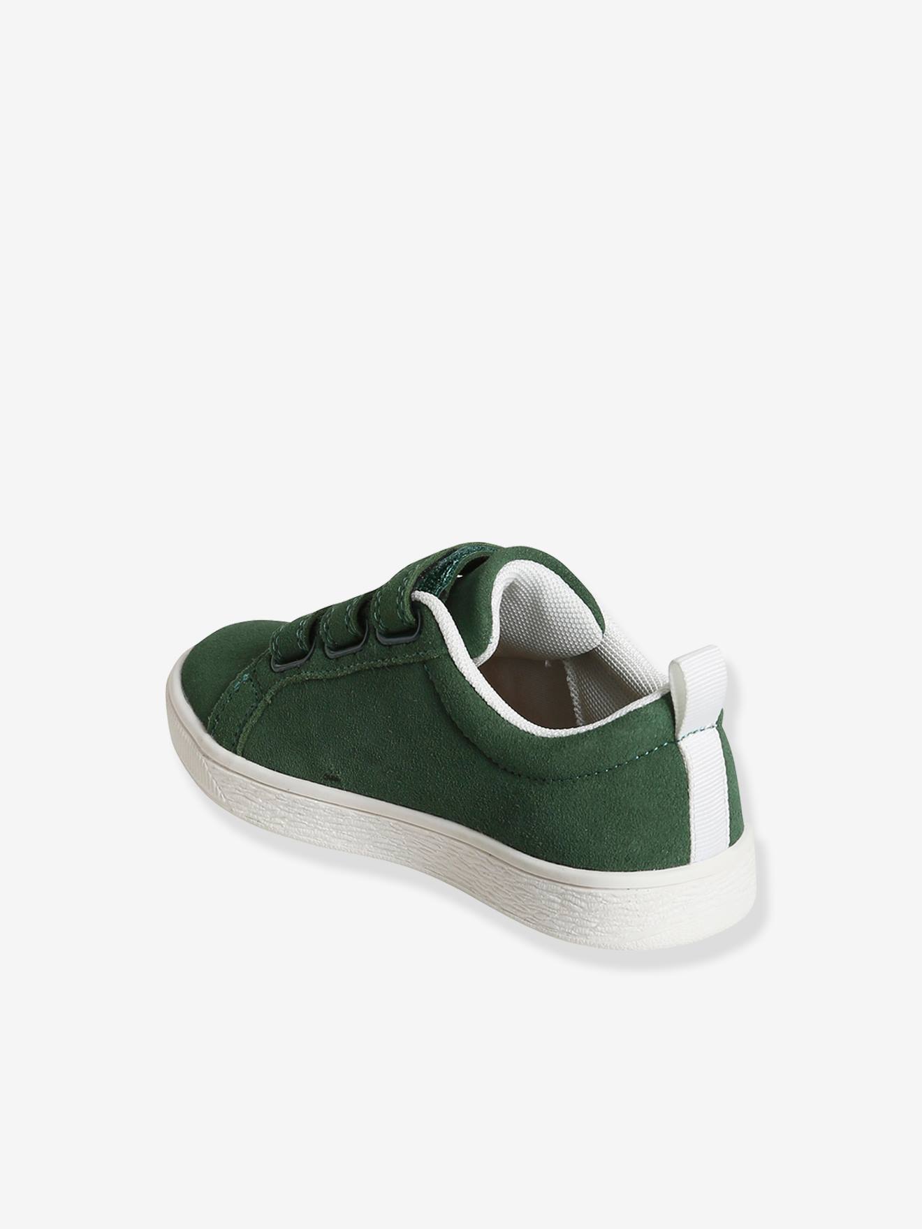 Tênis de couro com fecho de velcro, para meninos, azul escuro liso