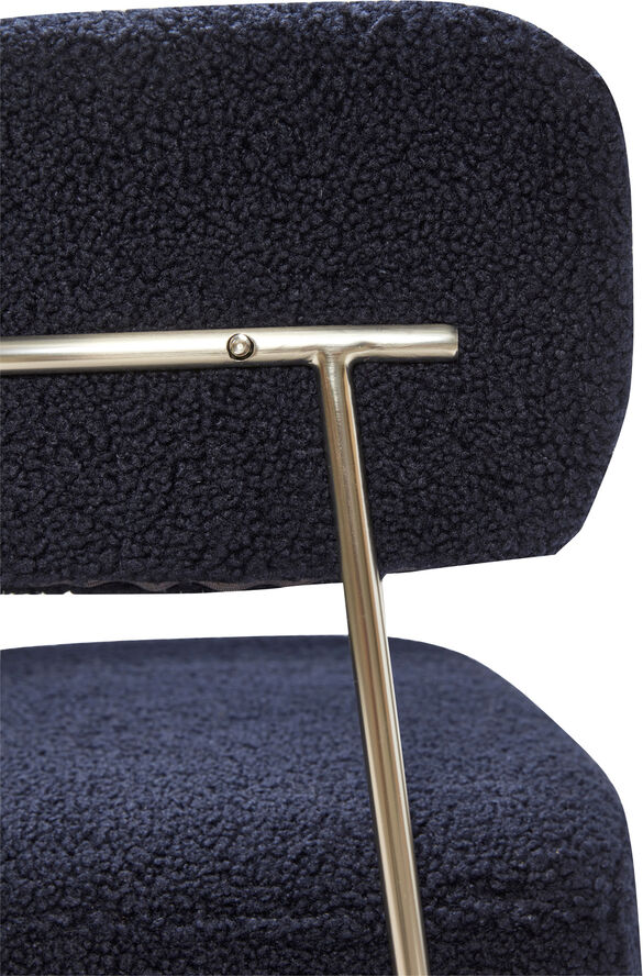 Hübsch Teddy Lounge Chair Blue Mørkeblå/nikkel