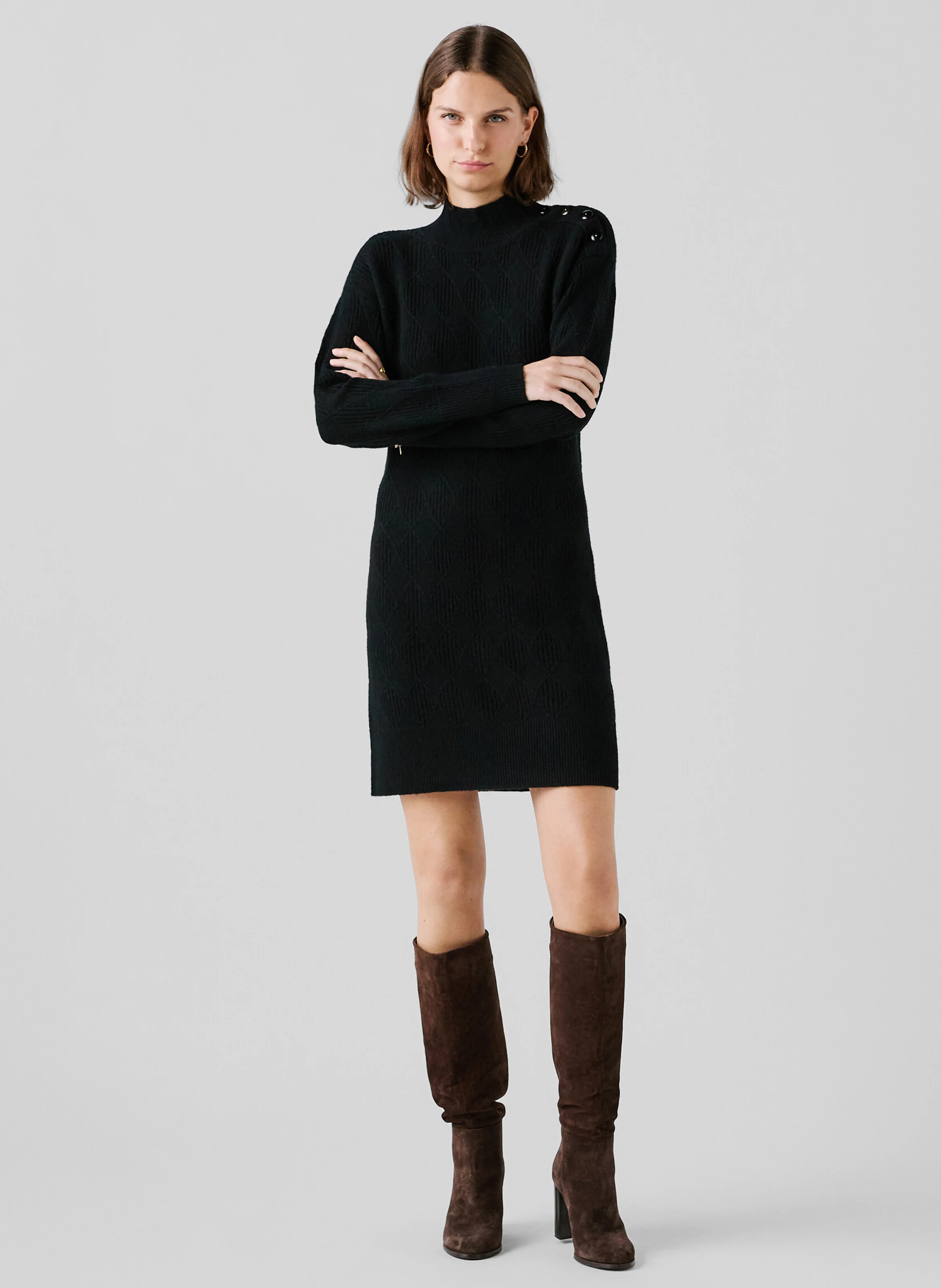 RMAEVA - Robe pull côtelée en laine | Noir