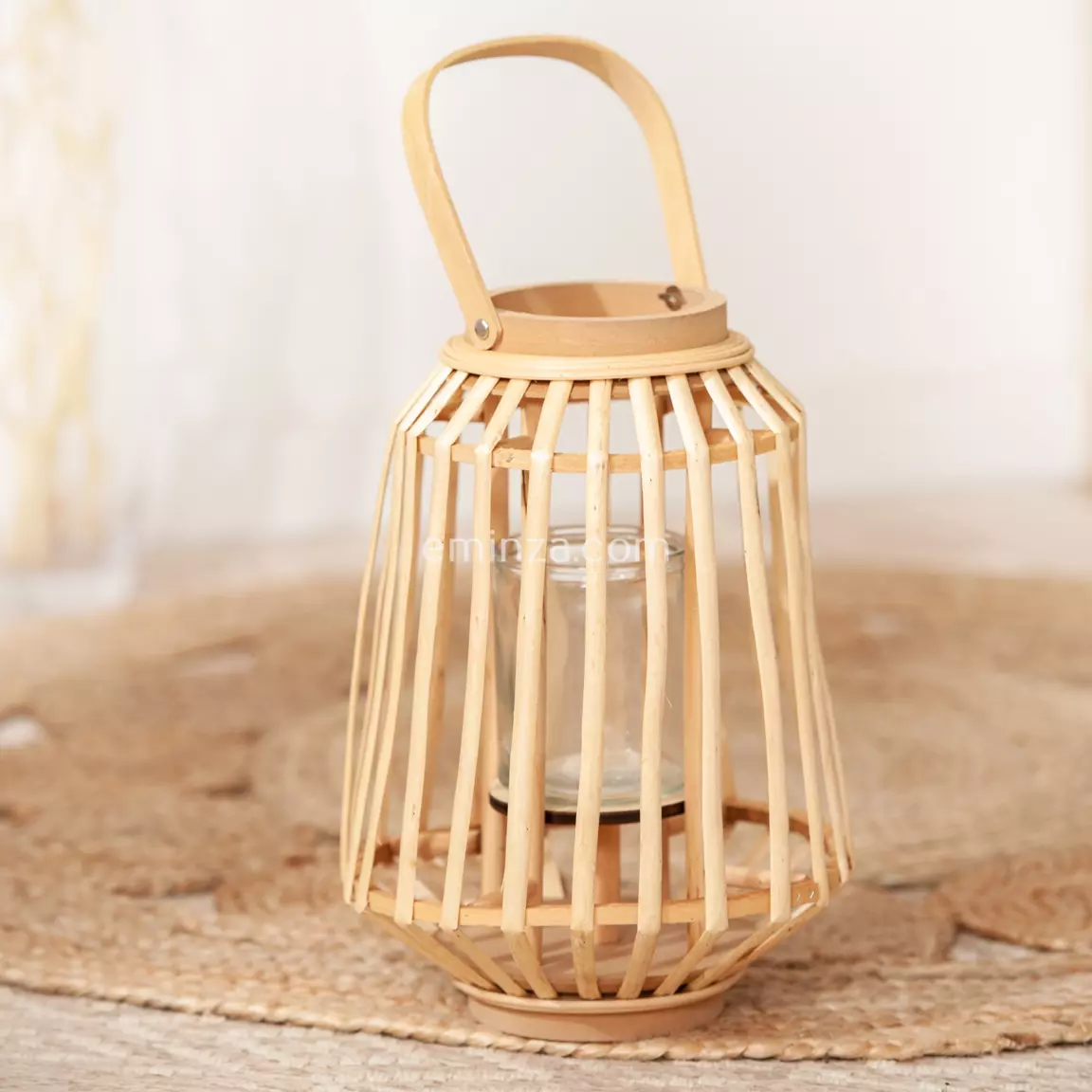 Lanterne en rotin (H35 cm) Naturalys Beige