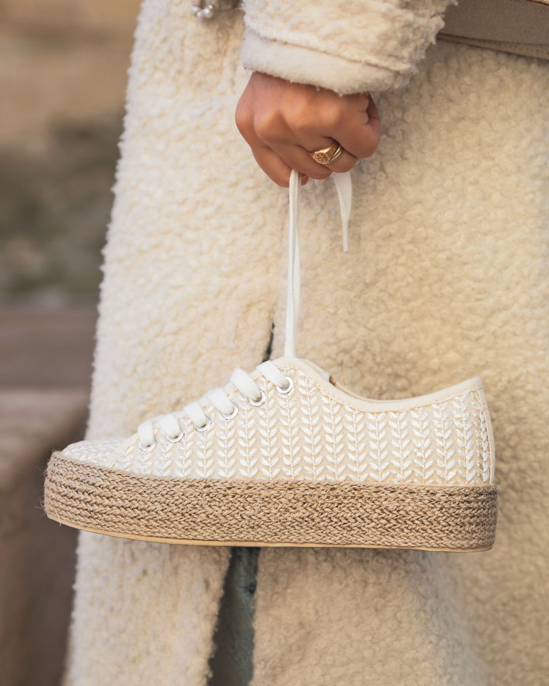 Basket femme blanche en toile espadrille - Aglaé