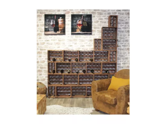 Casier à 6 bouteilles vintage en bois et métal - BACCHUS