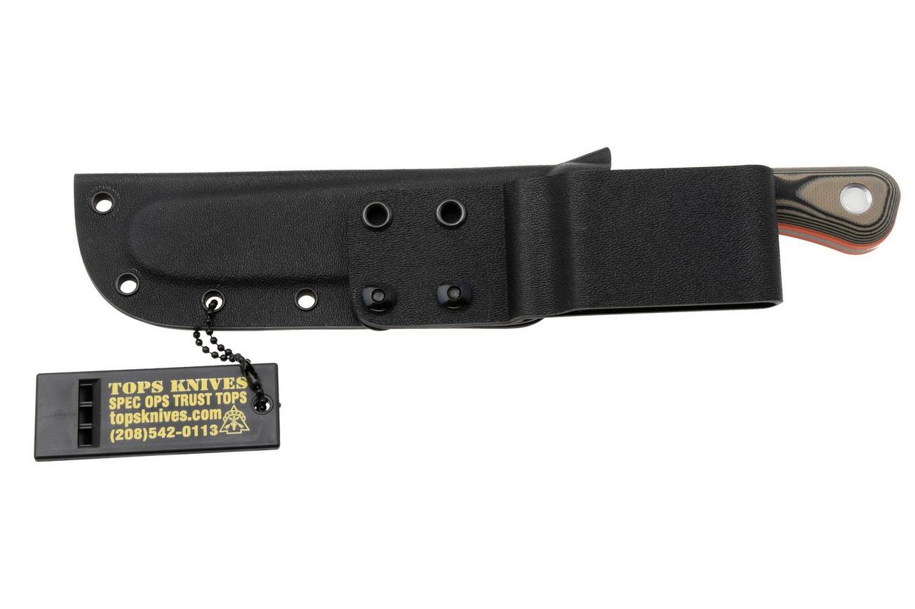 TOPS Knives Muley Saw MSAW-01, 154CM Tumble Finished, Tan Black G10, bottenzaag, Leo Espinoza design