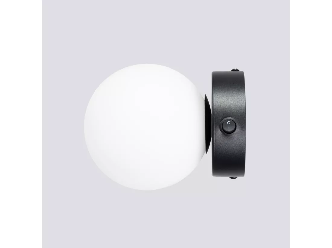 Applique Yoli moderne en acier/verre - 1 sources lumineuses - L.12 x H.12 cm - noir