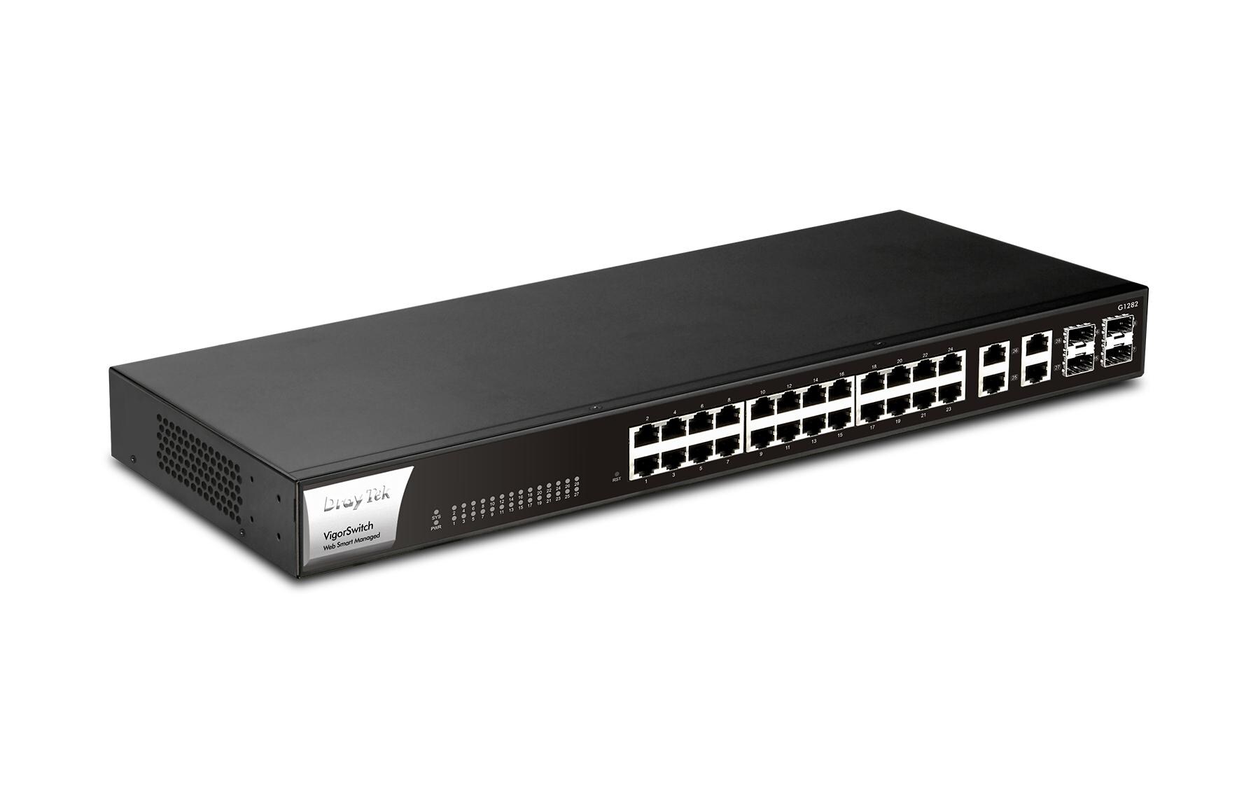 Switch VigorSwitch G1282 28 Port<br>Ein vielseitiger Smart Switch mit umfangreicher Port-Ausstattung für optimale Netzwerkleistung