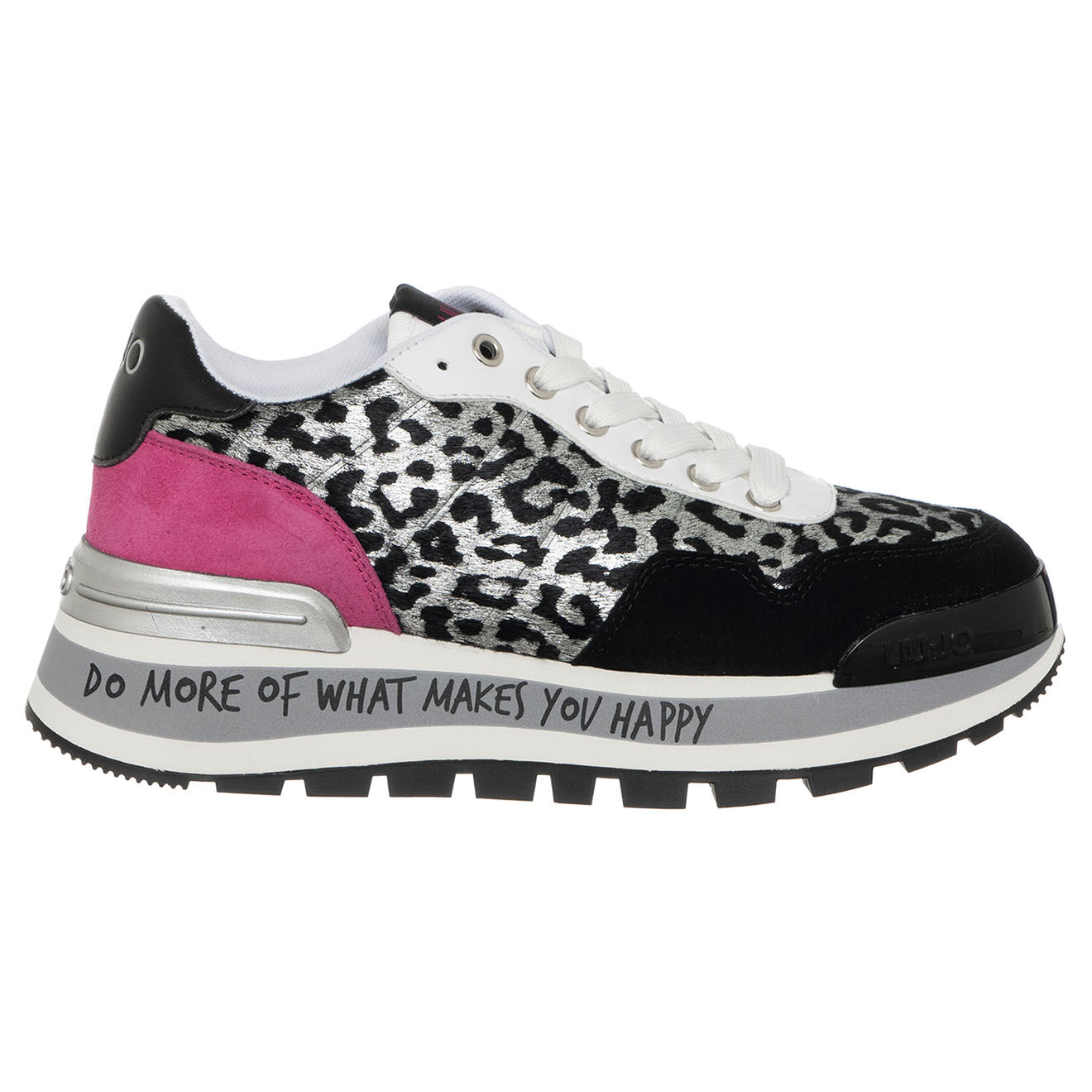 Liu-Jo Sneakers en Velours de cuir Lena noir/gris/leopard